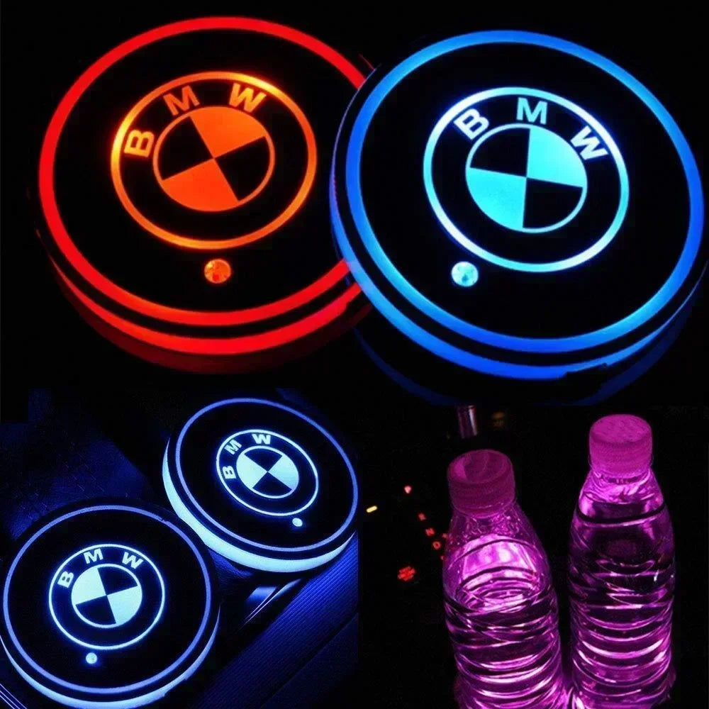 Lumières LED (2 pièces) pour porte-gobelets de voiture 7 couleurs changeantes