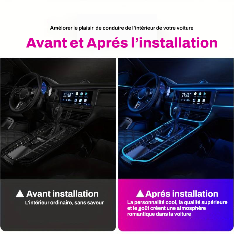 Bande LED d'ambiance tableau de bord voiture