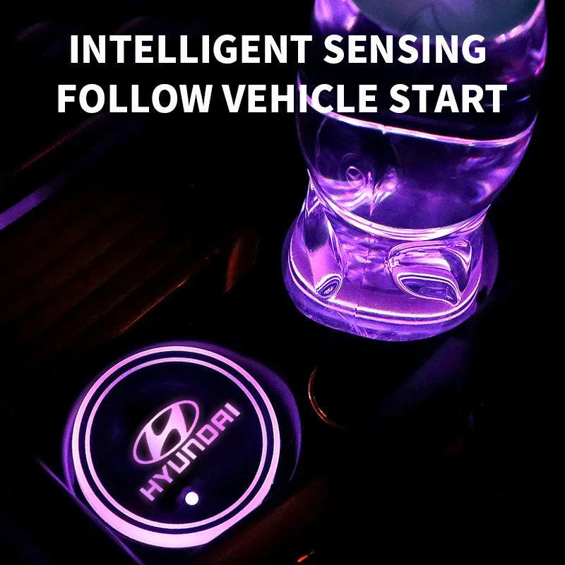 Lumières LED (2 pièces) pour porte-gobelets de voiture 7 couleurs changeantes