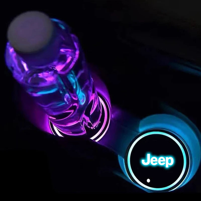 Lumières LED (2 pièces) pour porte-gobelets de voiture 7 couleurs changeantes