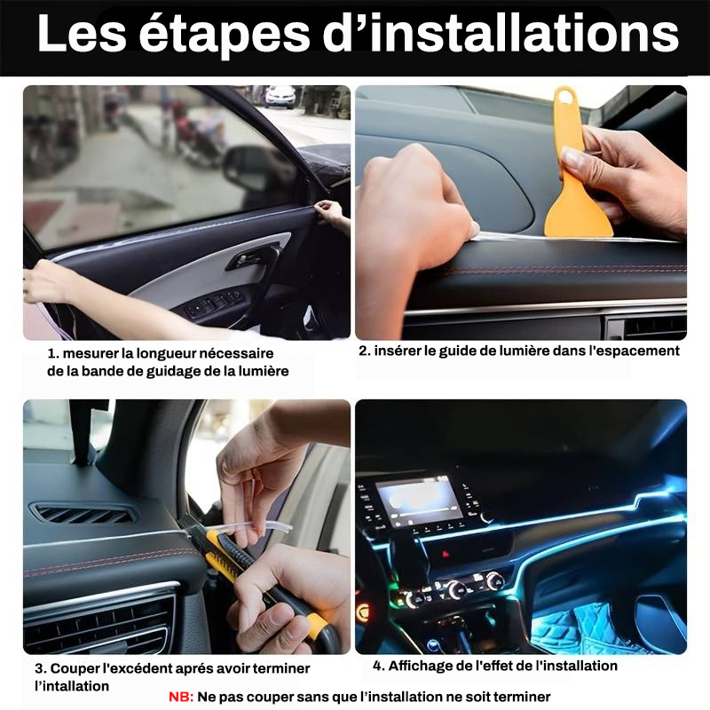 Bande LED d'ambiance tableau de bord voiture