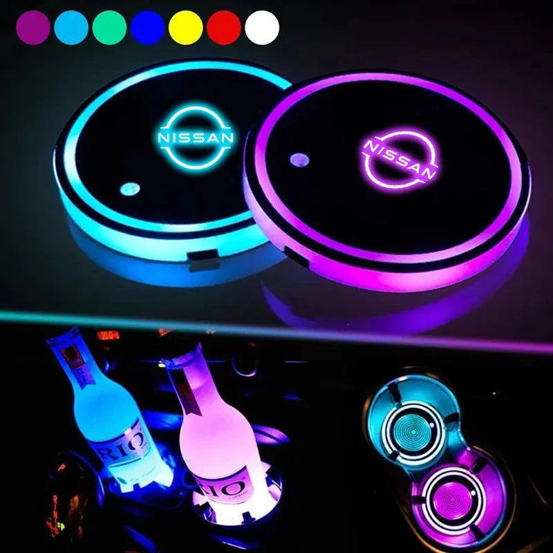 Lumières LED (2 pièces) pour porte-gobelets de voiture 7 couleurs changeantes